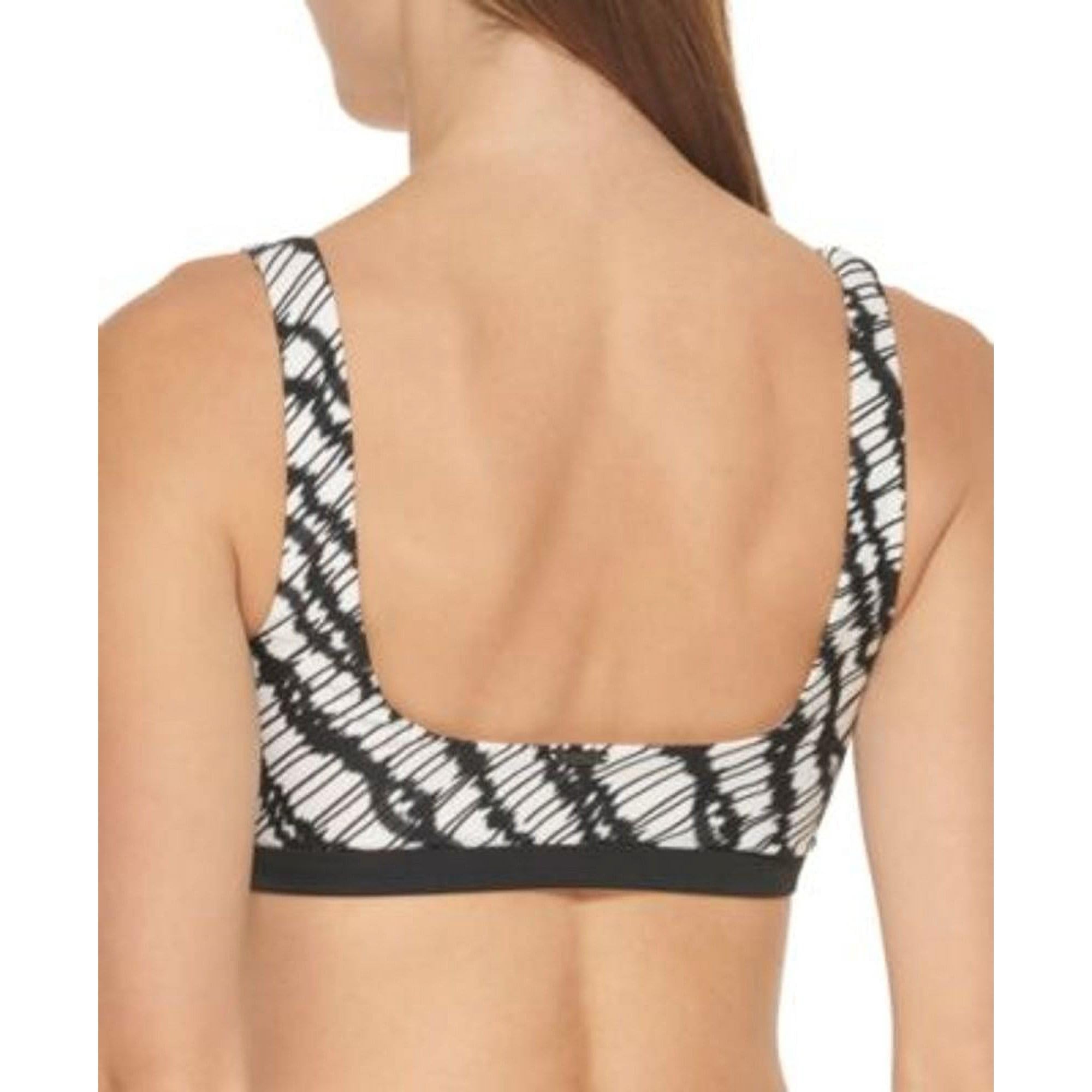 DKNY Women s Printed Square Neck Bikini Top Swimsuit Black Size Large