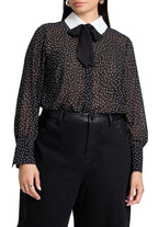 ELOQUII Women's Plus Size Polka Dot Collared Blouse - 14, Black and White