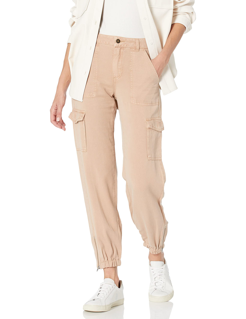 GUESS Women's Bowie Straight Leg Cargo Chino Pant, Light Rum Multi, 31