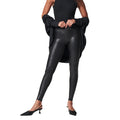 SPANX SPANXshape Faux Leather Leggings - Tummy Control Legging - with Contoured Power Waistband Stomach Compression - High Waist - Black - 28" Inseam - Medium Petite
