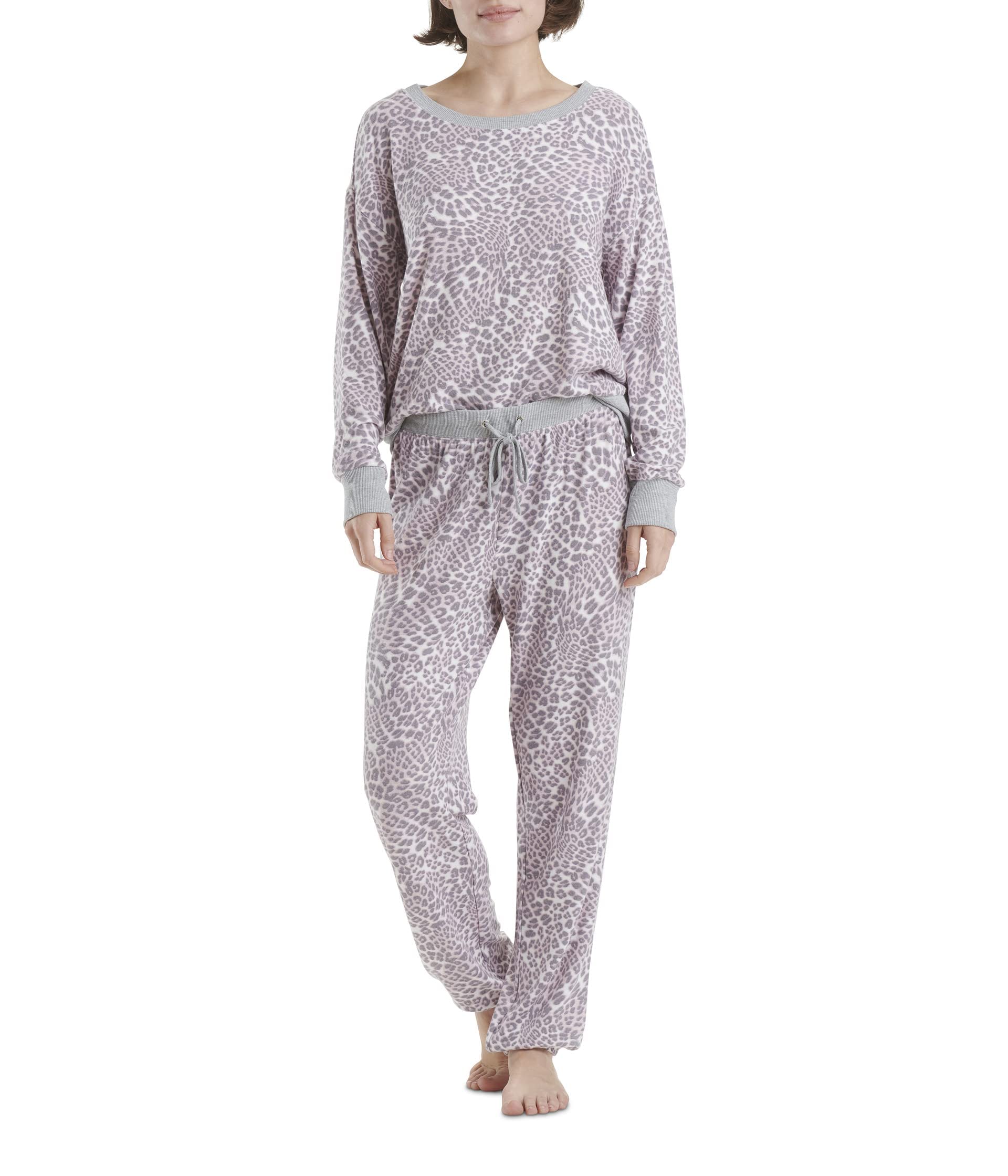 Splendid Westport Brushed Jersey Long Sleeve PJ Set Violet Ice Leo MD (US 6-8)