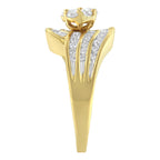 14K Yellow Gold Diamond Cocktail Bypass Ring (1 1/2 Cttw, H-I Color, SI2-I1 Clarity) - Size 7