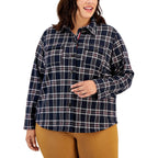 Tommy Hilfiger Women's Plus Everyday Soft Casual Shacket, SKYCAP/Crimson, 2X