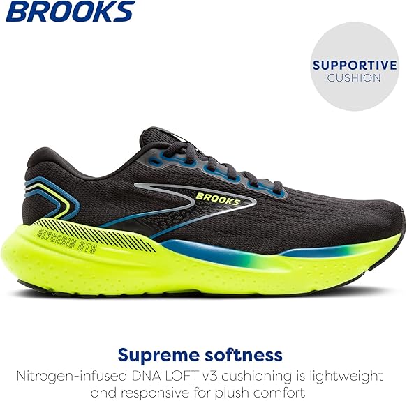 BROOKS GLYCERIN GTS 21 BLACK/BLUE/NIGHTLIFE ,9.5