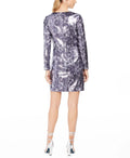 Vince Camuto Women's Sequined Snake Embossed Shift Dress Blue Size 6