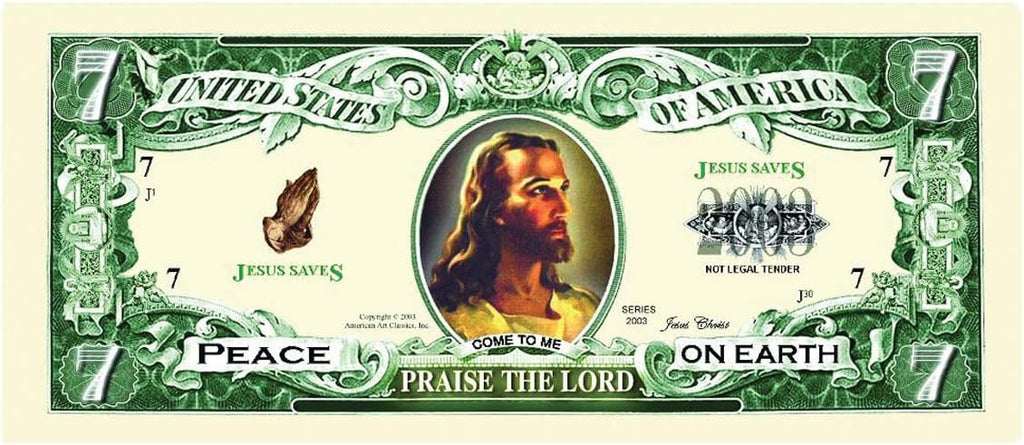 Set of 100 - Jesus Christ Praise The Lord Christian Religious Novelty $7 Bills