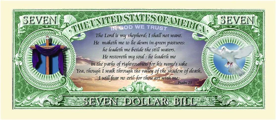 Set of 100 - Jesus Christ Praise The Lord Christian Religious Novelty $7 Bills