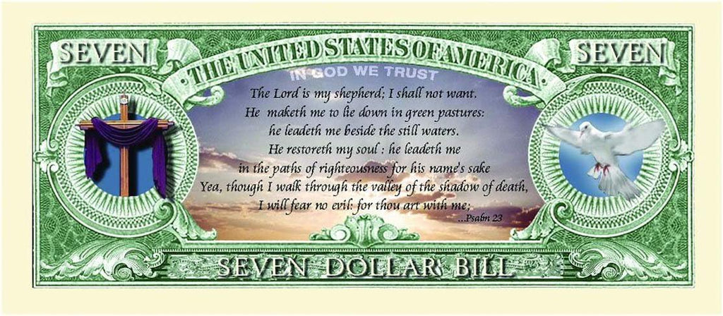 Set of 10 - Jesus Christ Praise The Lord Christian Religious Novelty $7 Bills