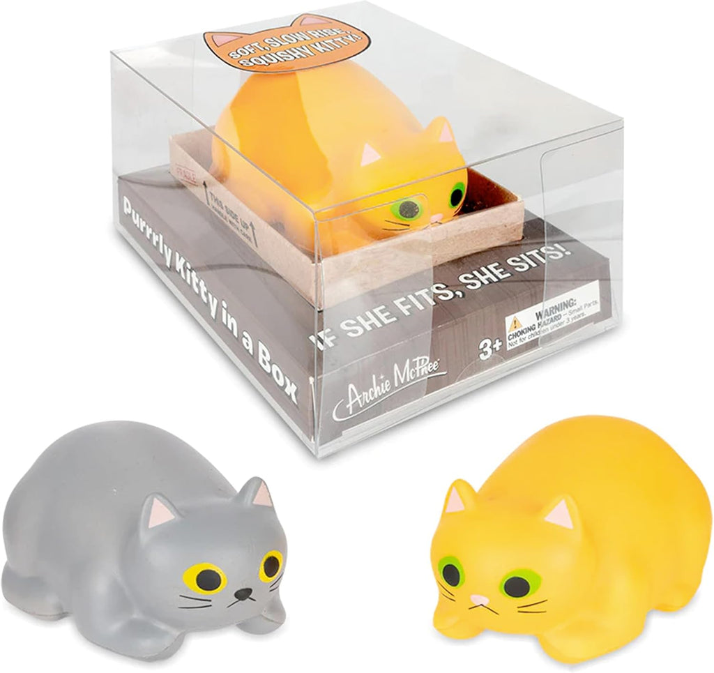 Purrrly Kitty Cat in a Box (choose color) Stress Squeeze Squish - Archie McPhee