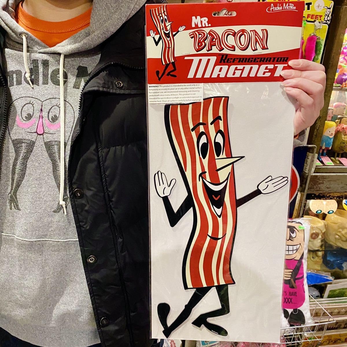 Mr. Bacon Jumbo Fridge Magnet – Ultimate Bacon Lover's Kitchen & Car Decor 🥓