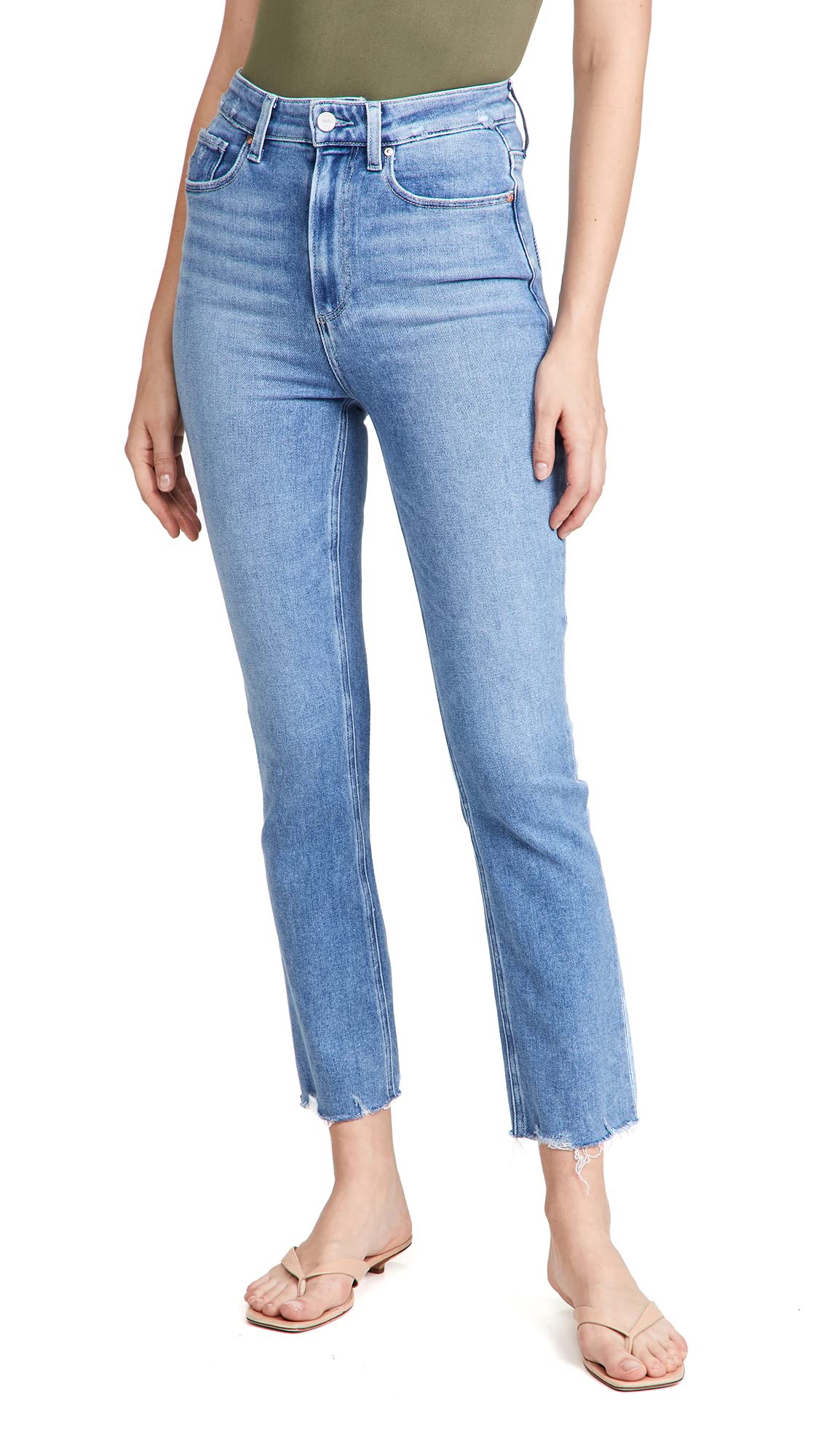 PAIGE Women's Ultra High Rise Cindy Distressed Jeans