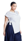ELOQUII Women's Plus Size Asym Tie Top - 24, Black On Cream