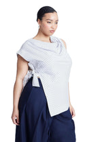 ELOQUII Women's Plus Size Asym Tie Top - 24, Black On Cream