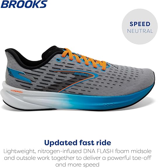 BROOKS HYPERION GREY/ATOMIC BLUE/SCARLET ,10