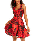 City Studio Womens Arcadia Cocktail Bow Fit & Flare Dress Red 1