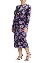 ELOQUII Women's Plus Size Printed Velvet Midi Dress - 20, Floral Print