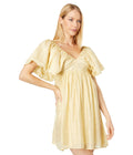 MOON RIVER Flutter Sleeve Mini Dress Yellow MD