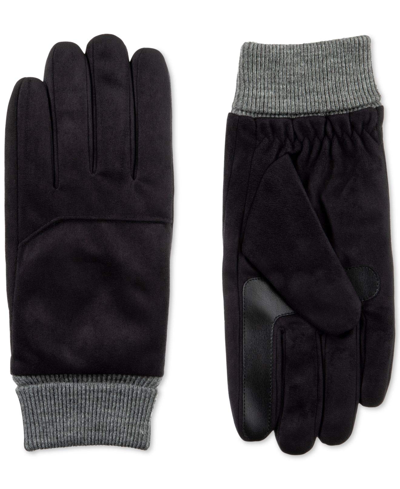Isotoner Mens Winter Gloves Gray Large SmartDri Fleece Black L