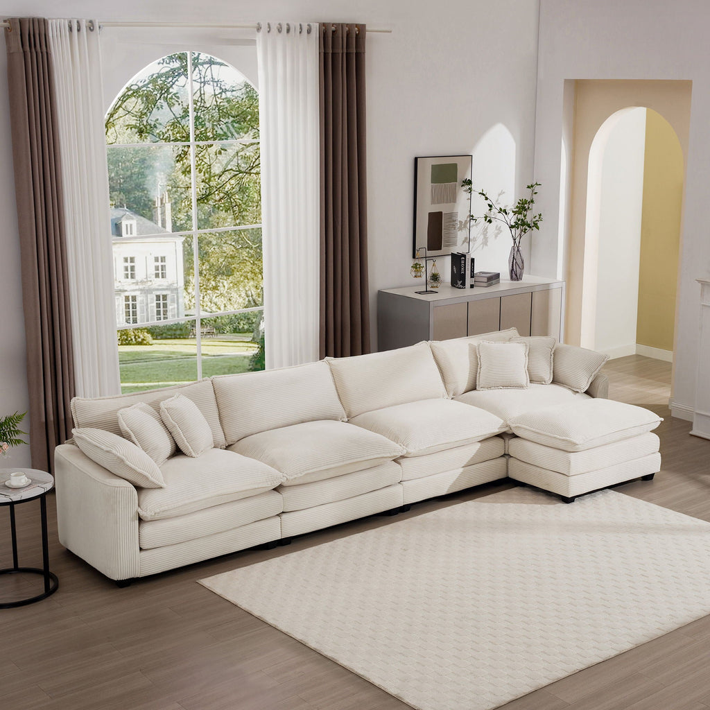 Modern Oversized Modular Cushion Sofa With Ottoman