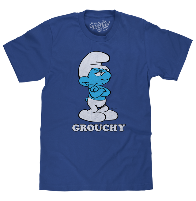 Retro Grouchy Smurf T-Shirt - Royal Blue