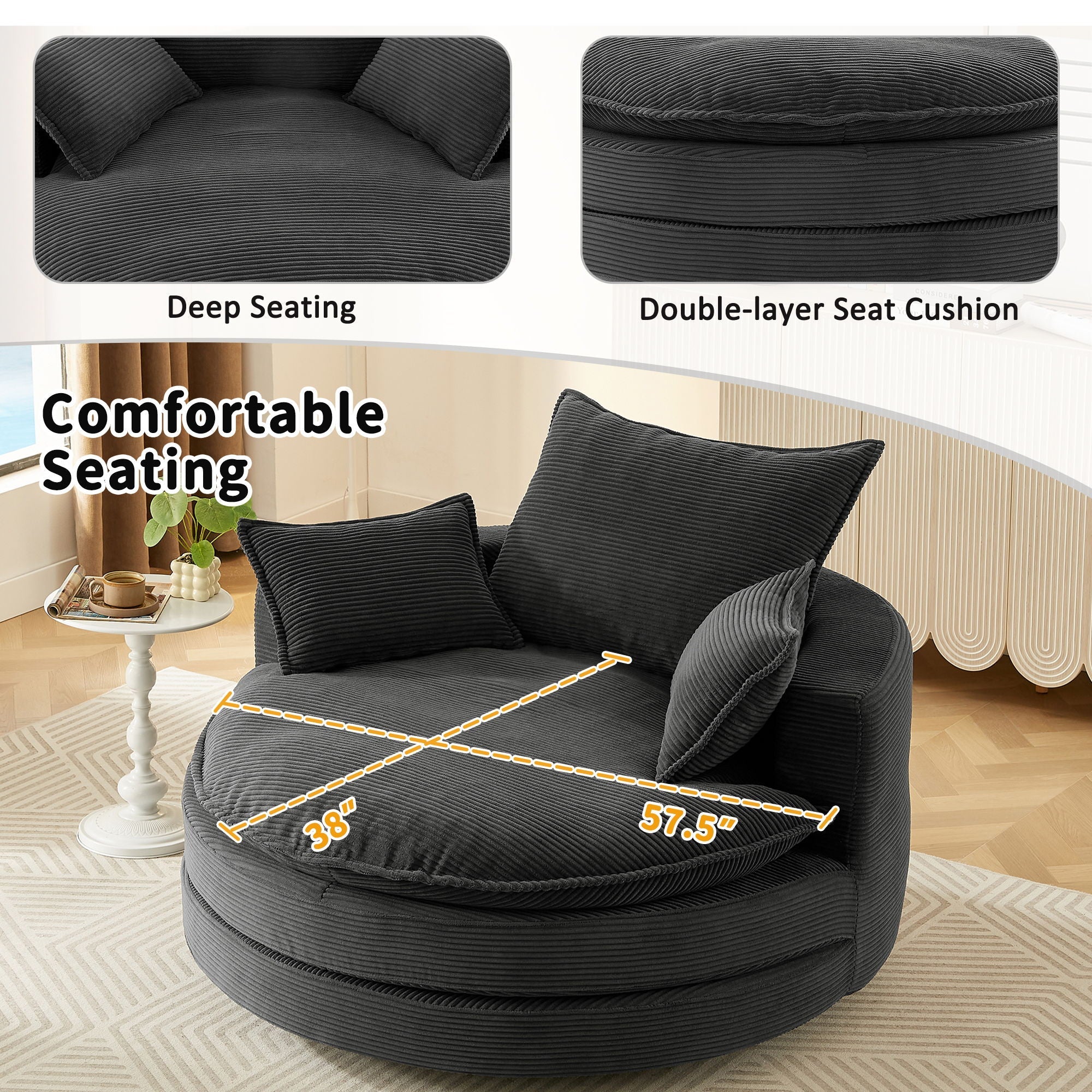 360° Swivel Accent Barrel Chair