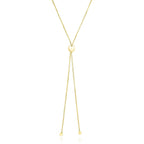14k Yellow Gold Adjustable Heart Style Lariat Necklace