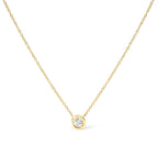 2 Micron 14K Rose Gold Plated Sterling Silver Bezel-Set Diamond Solitaire Pendant Necklace (1/3 cttw, H-I Color, I1-I2 Clarity)