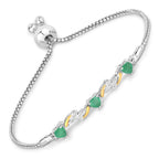 0.79 Carat Genuine Emerald and White Sapphire .925 Sterling Silver Bracelet