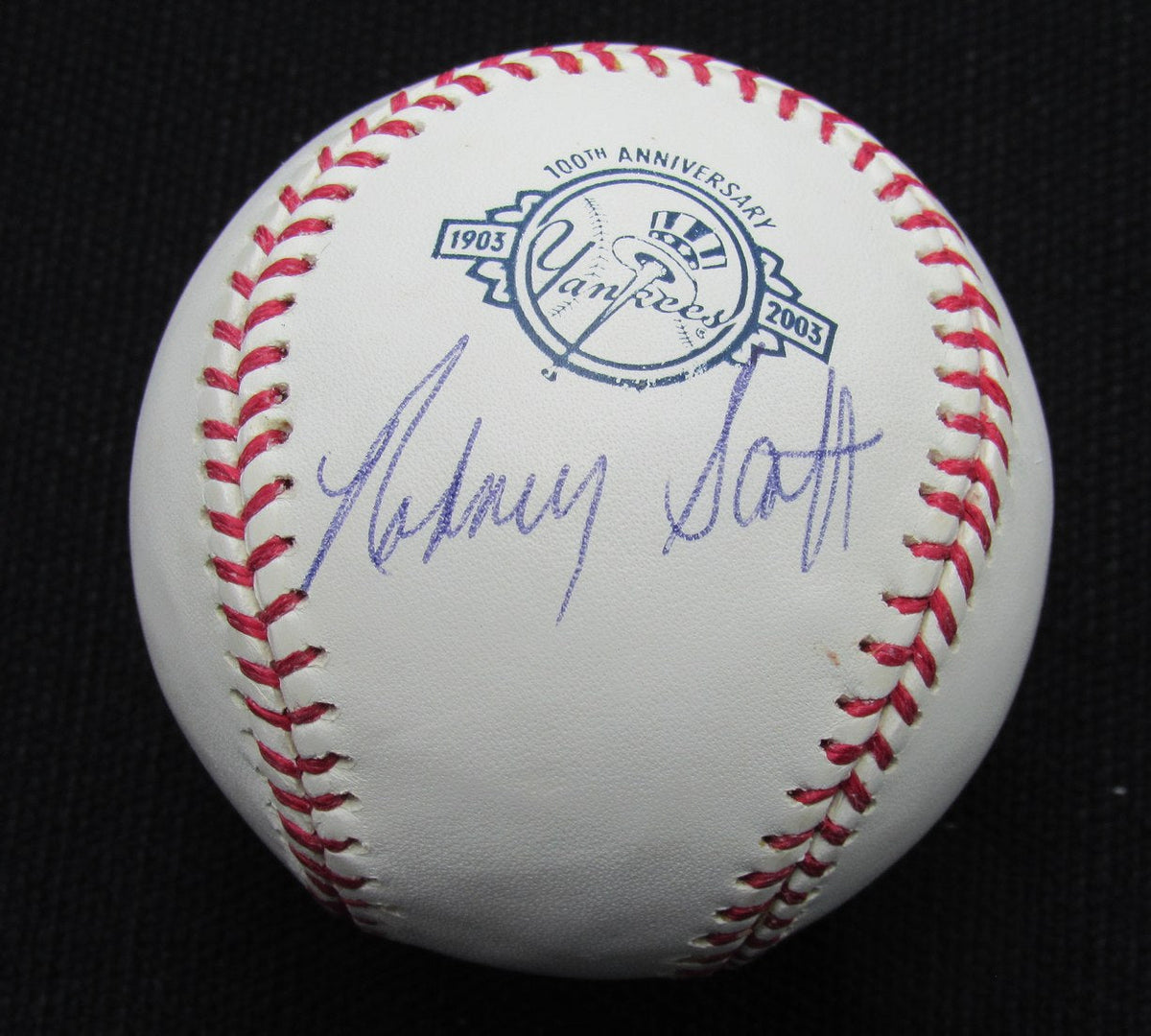Rodney Scott Signed/Auto Yankees 100th OML Baseball JSA  186878