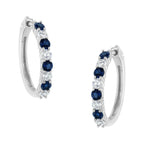 10K White Gold, Â½ Cttw Diamond, & Â½ Cttw Lab-Grown Blue Sapphire Leverback Hoop Earrings (H-I Color, I1-I2 Clarity)