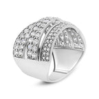 .925 Sterling Silver 2.00 Cttw Round-Cut Diamond Overlapping Bypass Band Ring (I-J Color, I2-I3 Clarity) - Ring Size 7