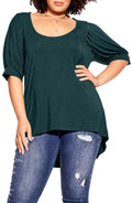 City Chic Natalie Puff Sleeve T-Shirt in Emerald, Size X-Small