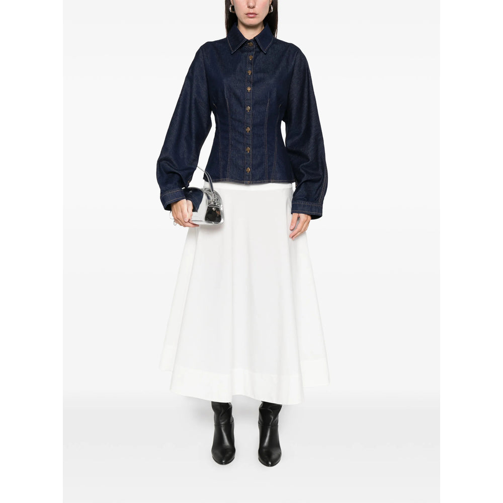 Blue Button Fastening Shirt With Point Collar