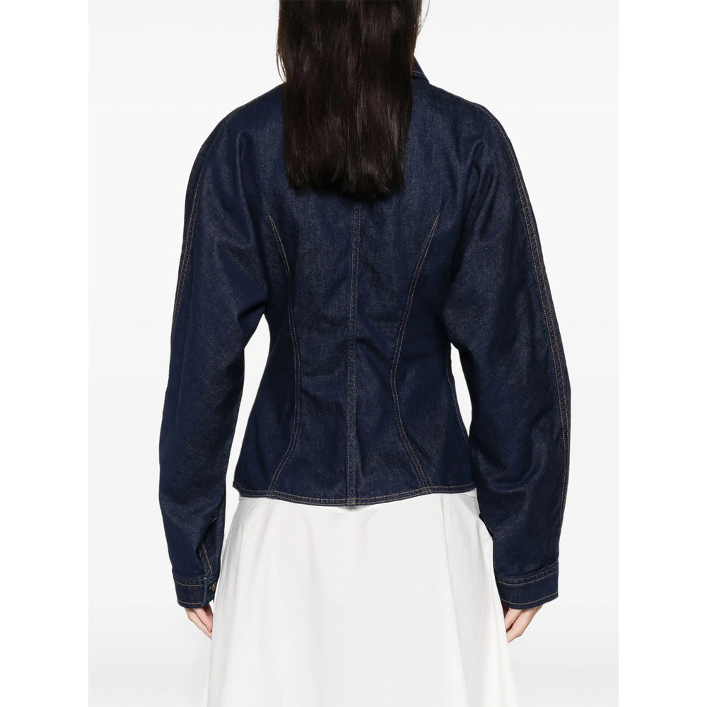 Blue Button Fastening Shirt With Point Collar