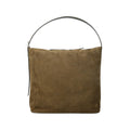 Brown Top Zip Tote Bag