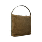 Brown Top Zip Tote Bag