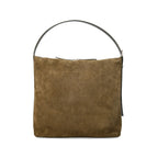 Brown Top Zip Tote Bag
