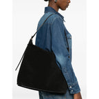 Black Calf Suede Tote Bag