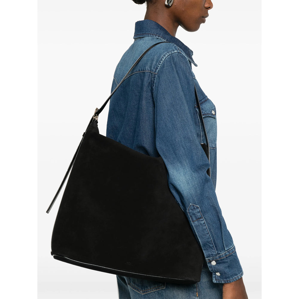 Black Calf Suede Tote Bag
