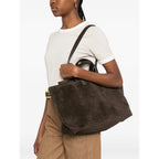 Brown Top Handle Bag With Detachable Coin Purse