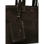 Brown Top Handle Bag With Detachable Coin Purse
