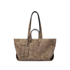 Beige Top Handle Bag With Zip Pocket