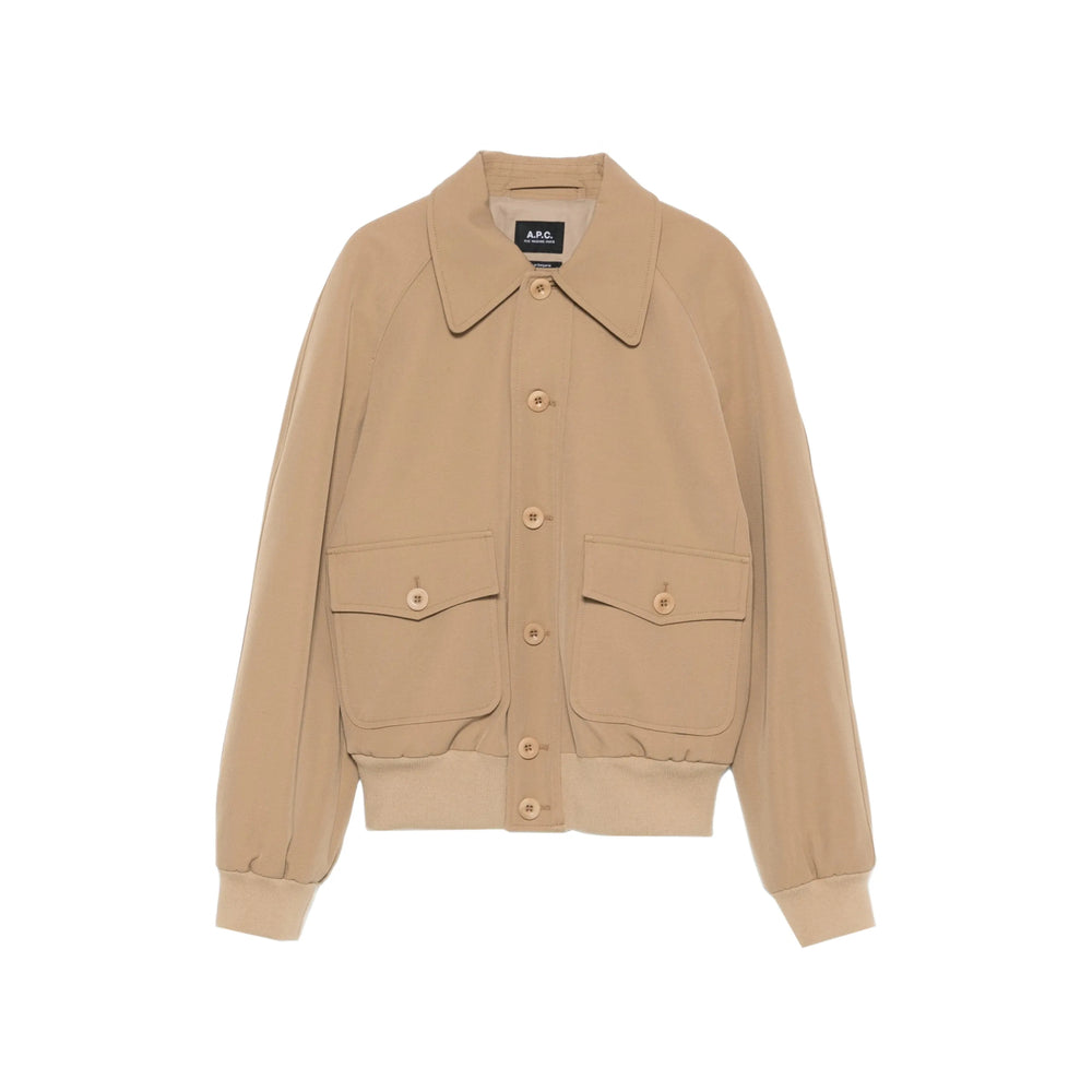 Beige Point Collar Outerwear