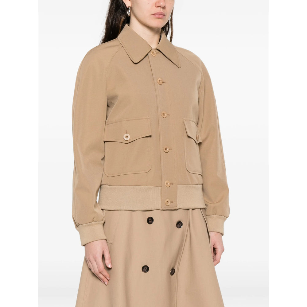 Beige Point Collar Outerwear
