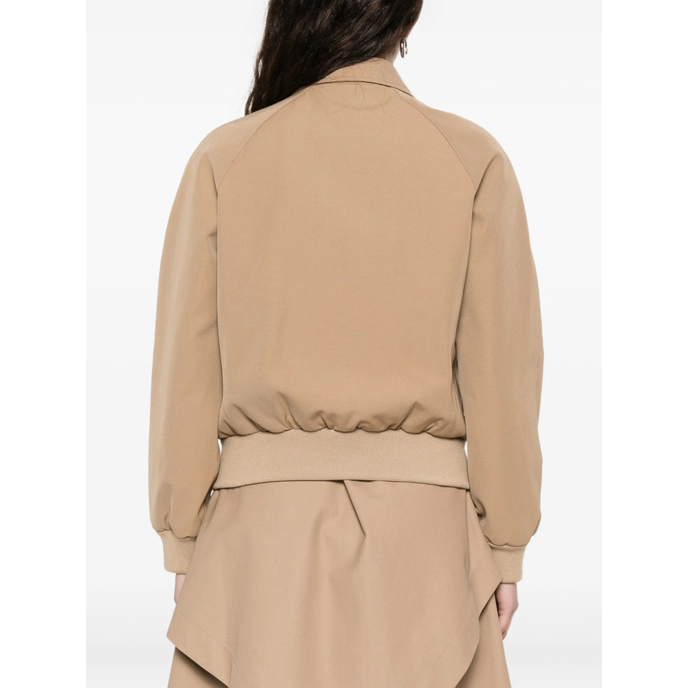 Beige Point Collar Outerwear