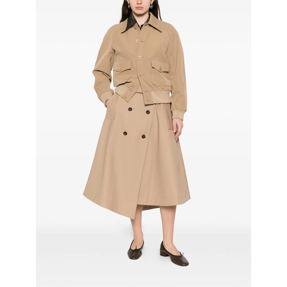 Beige Point Collar Outerwear