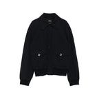 Navy Blue Outerwear With Patch Pockets
