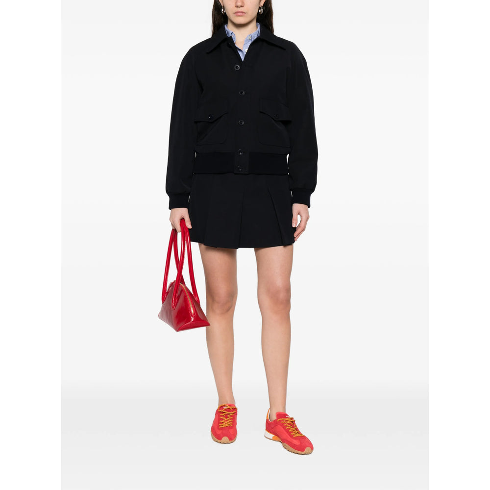Navy Blue Outerwear With Patch Pockets