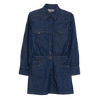 Dress With Flap Pockets and Button Fastening