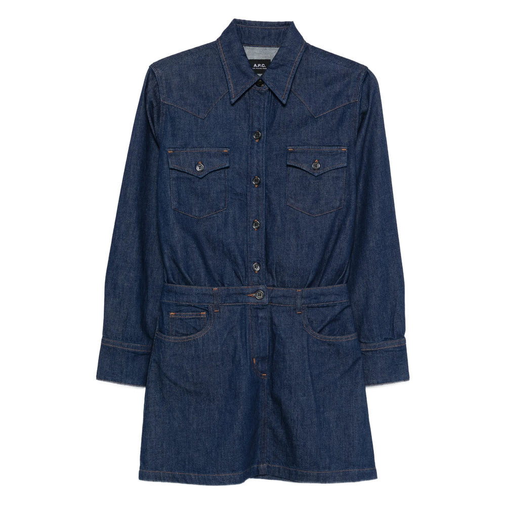 Dress With Flap Pockets and Button Fastening